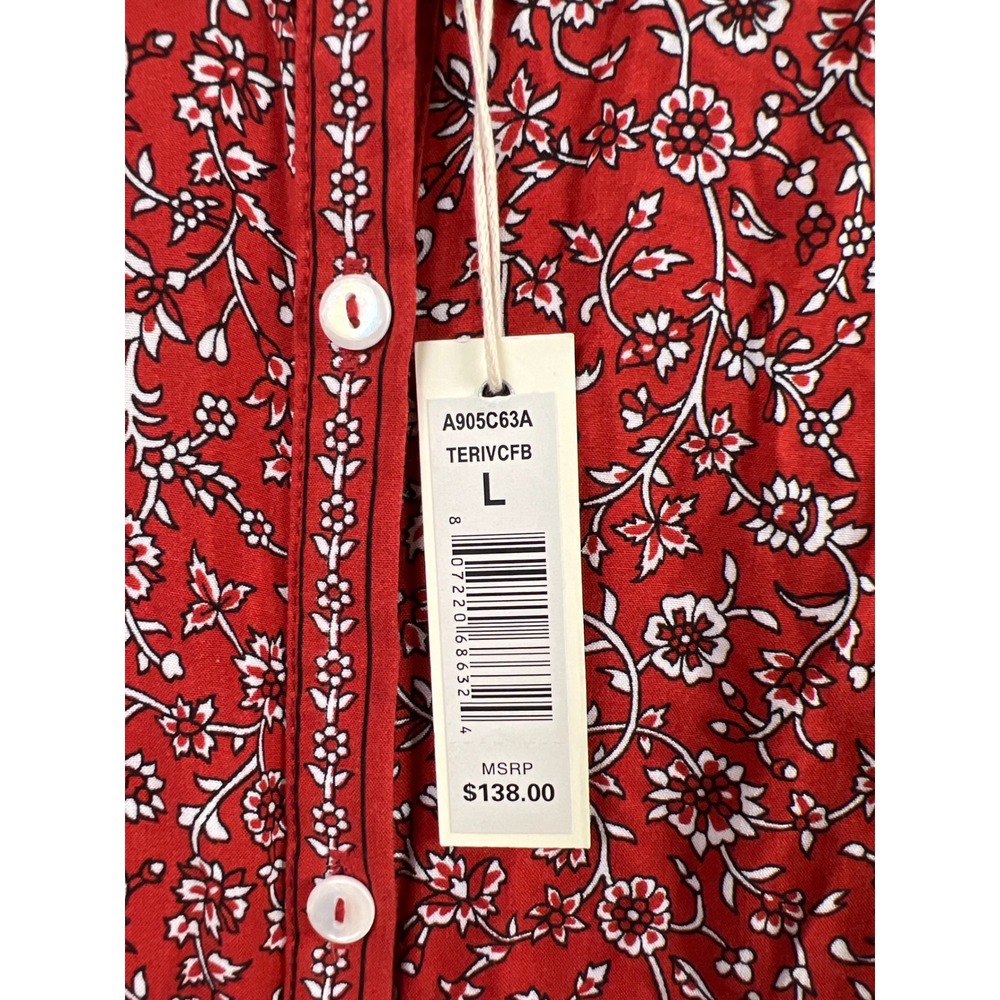 Max Studio Maxi Dress Womens Large Red Floral Tiered Button Front Boho NEW - Picture 3 of 12